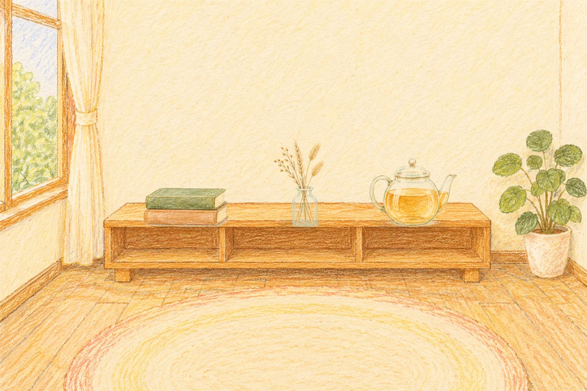 사근동 여성전용 출장 마사지 안내 그림, 낮의 창가 낮은 선반 위에 놓인 책 두 권, 마른 풀을 꽂은 항아리, 유리 티포트